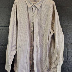 Old Navy Mens Shirt 2XL Red White Stripe Button Down Collar  Slim Fit Cotton